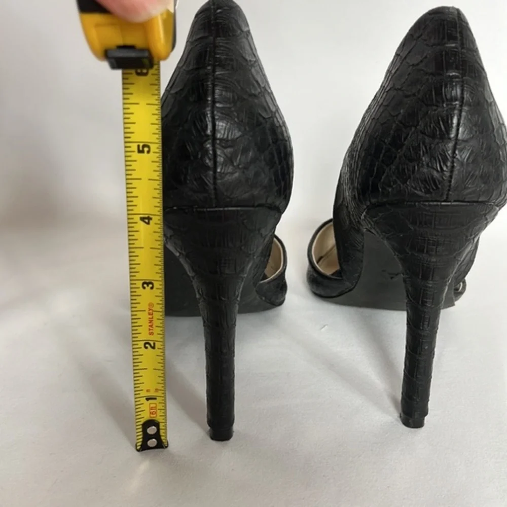 MIA Snakeskin Casual Pumps Stilettos Black Office Heels Shoes‎ Size 8